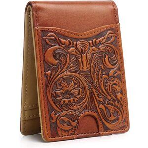 Full Grain Leather Bifold Wallet for Men - 11 Slots, RFID Blocking - Brown